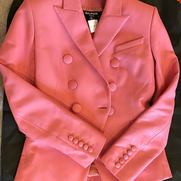 ❤️NWT Authentic Balmain Leather Blazer Size 36-S - Picture 6 of 14